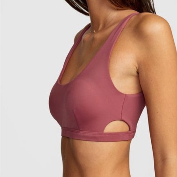 RVCA Solid Cutout Side Bralette Bikini Top for Women Plum Berry - Picture 1 of 9